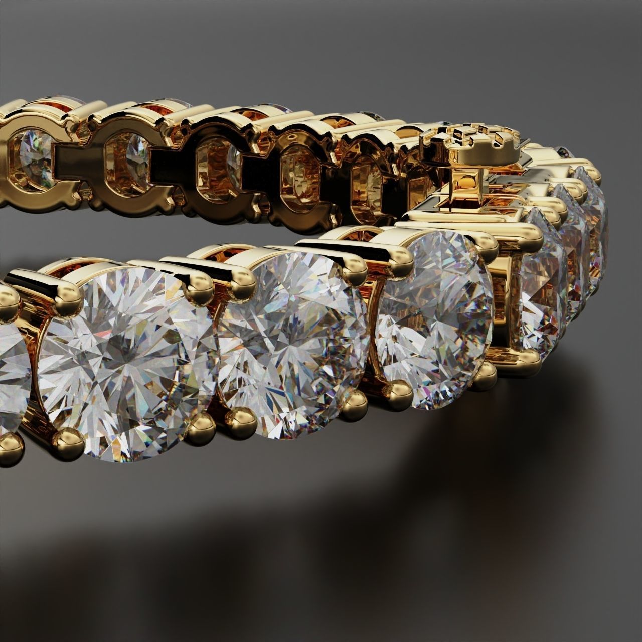 Tennic Braclet round gem 7 5mm 3D print model_17