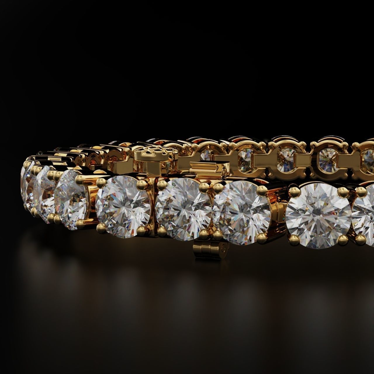 Tennic Braclet round gem 7 5mm 3D print model_13