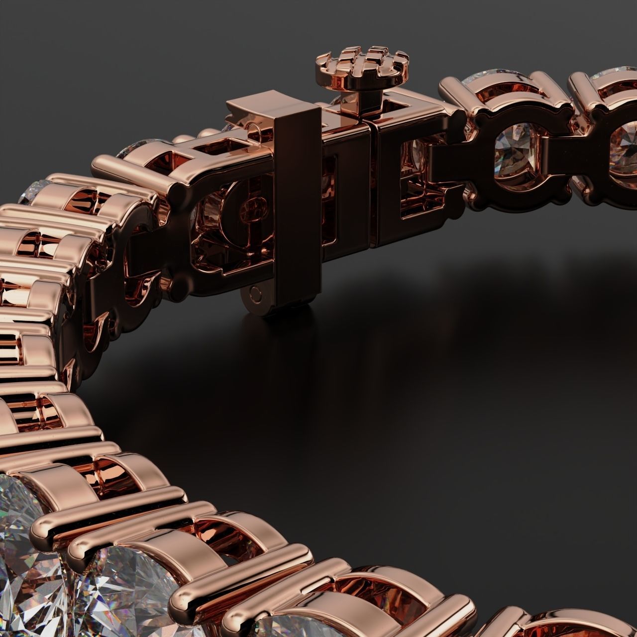 Tennic Braclet round gem 7 5mm 3D print model_7