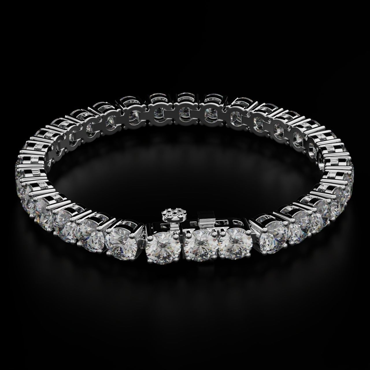 Tennic Braclet round gem 7 5mm 3D print model_8