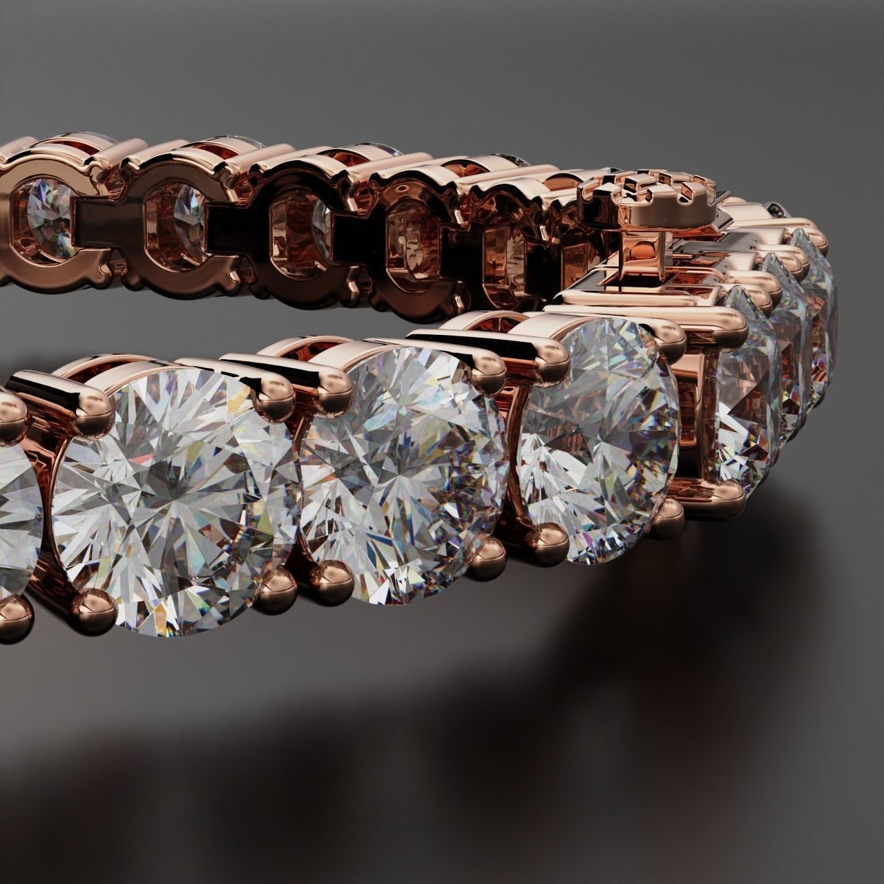 Tennic Braclet round gem 7 5mm 3D print model_18