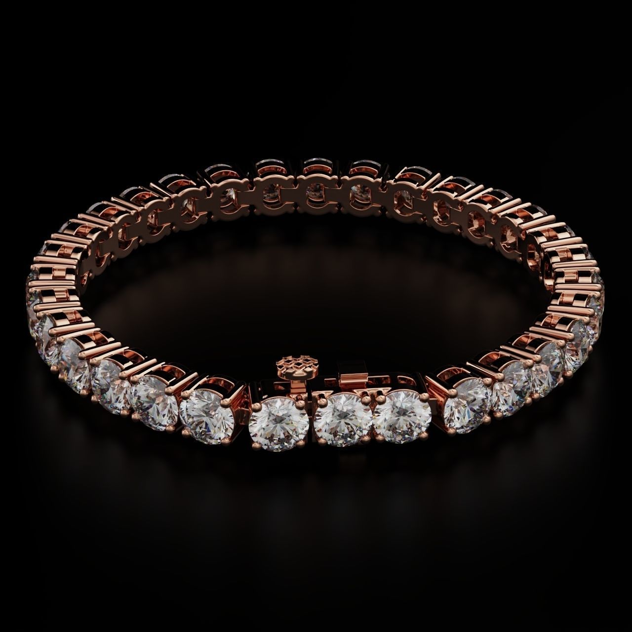 Tennic Braclet round gem 7 5mm 3D print model_1