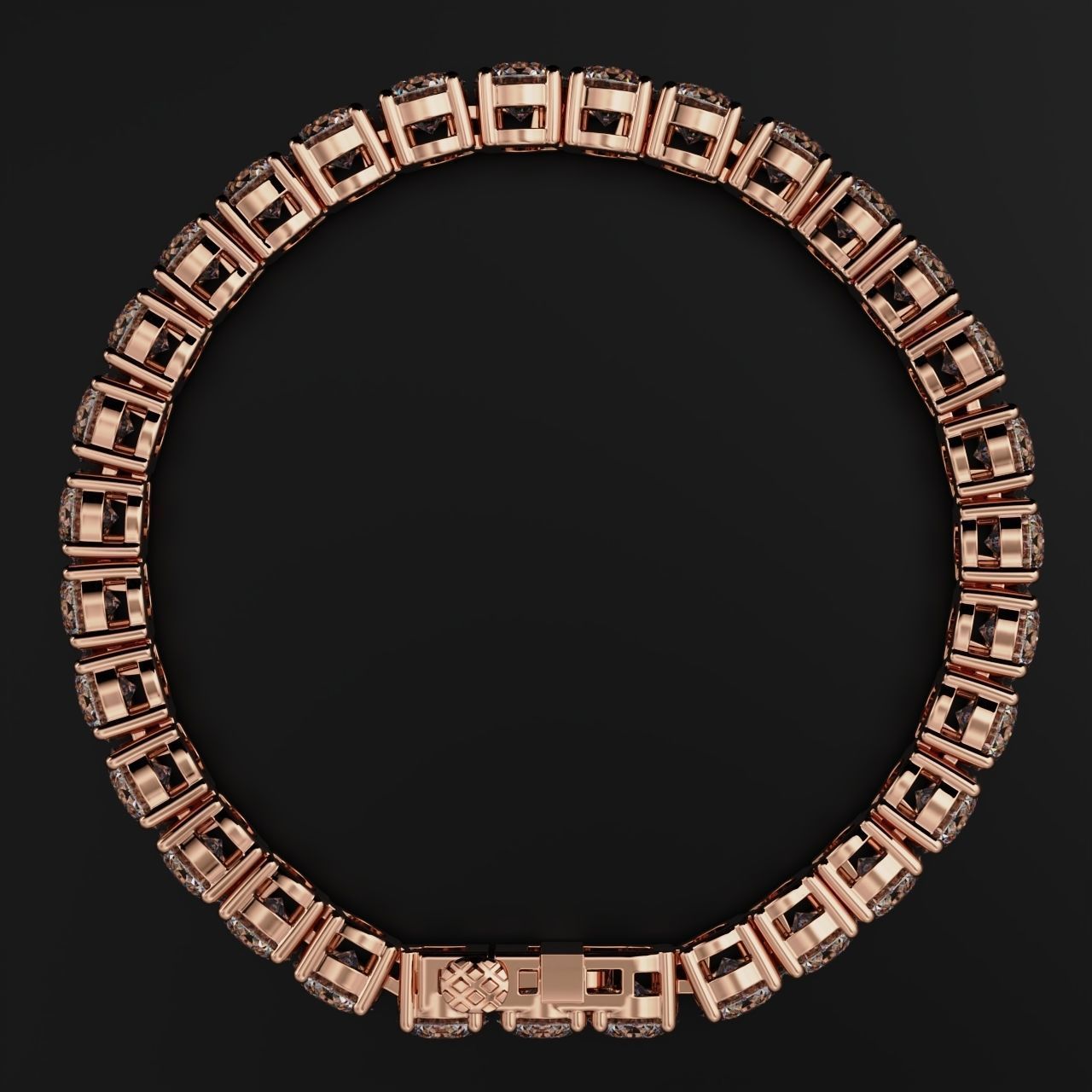 Tennic Braclet round gem 7 5mm 3D print model_9