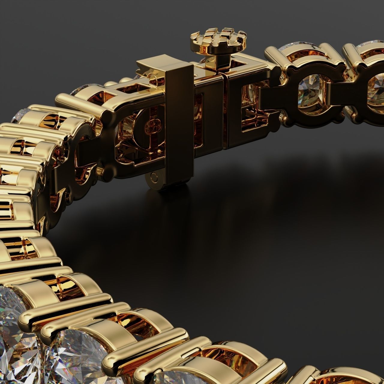 Tennic Braclet round gem 7 5mm 3D print model_14