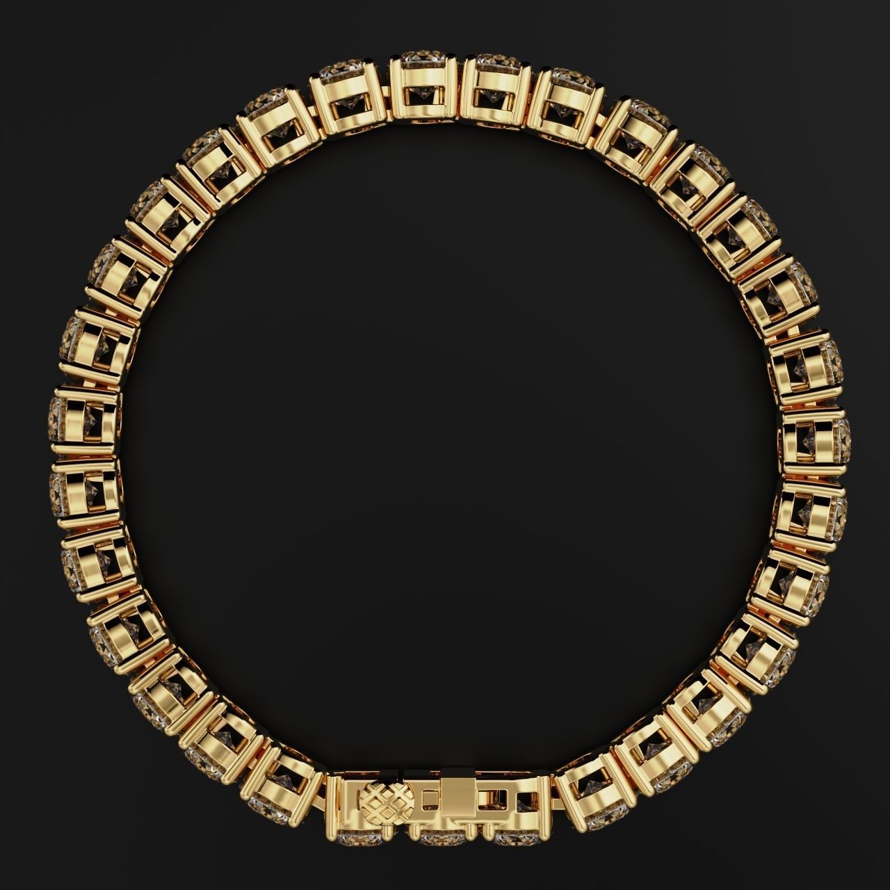 Tennic Braclet round gem 7 5mm 3D print model_6