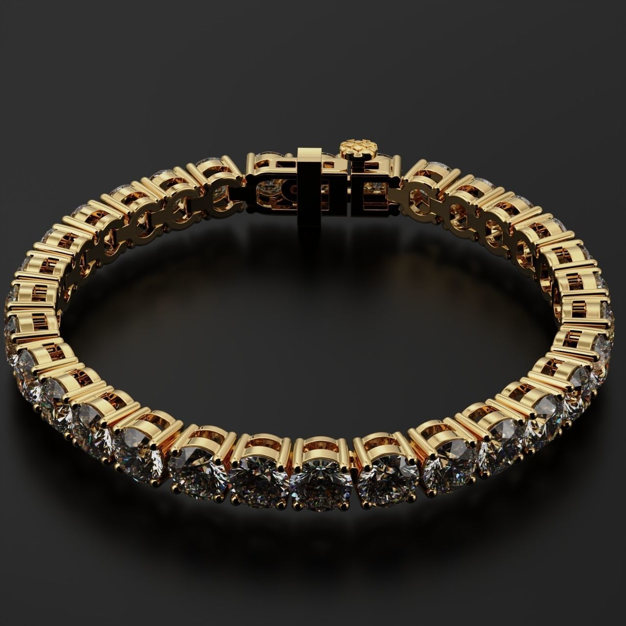 Tennic Braclet round gem 7 5mm 3D print model_20