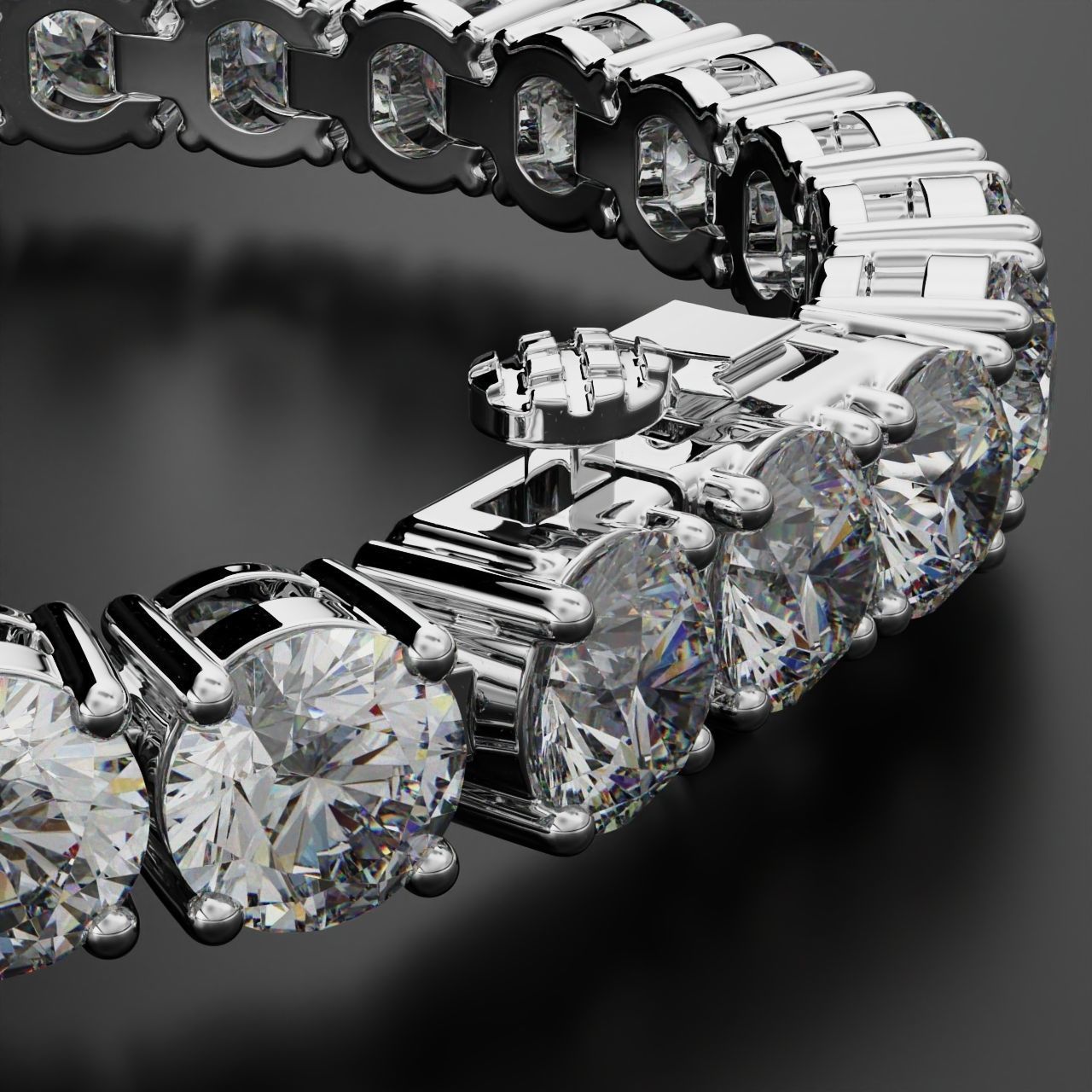 Tennic Braclet round gem 8mm 3D print model_7