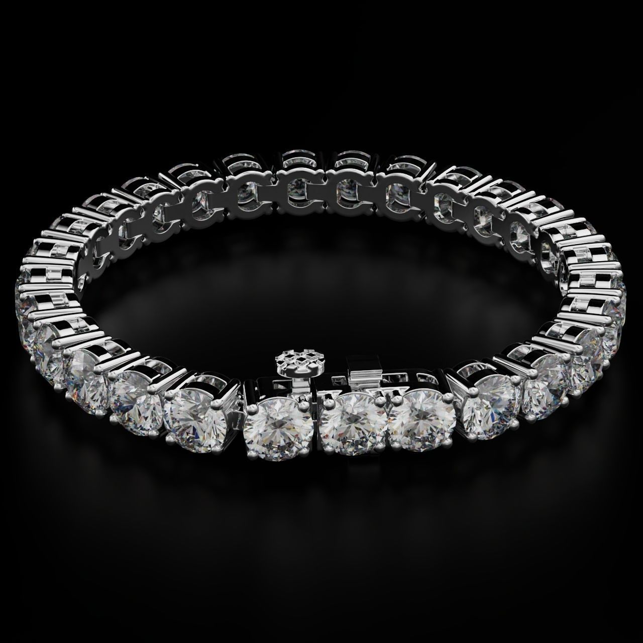 Tennic Braclet round gem 8mm 3D print model_2