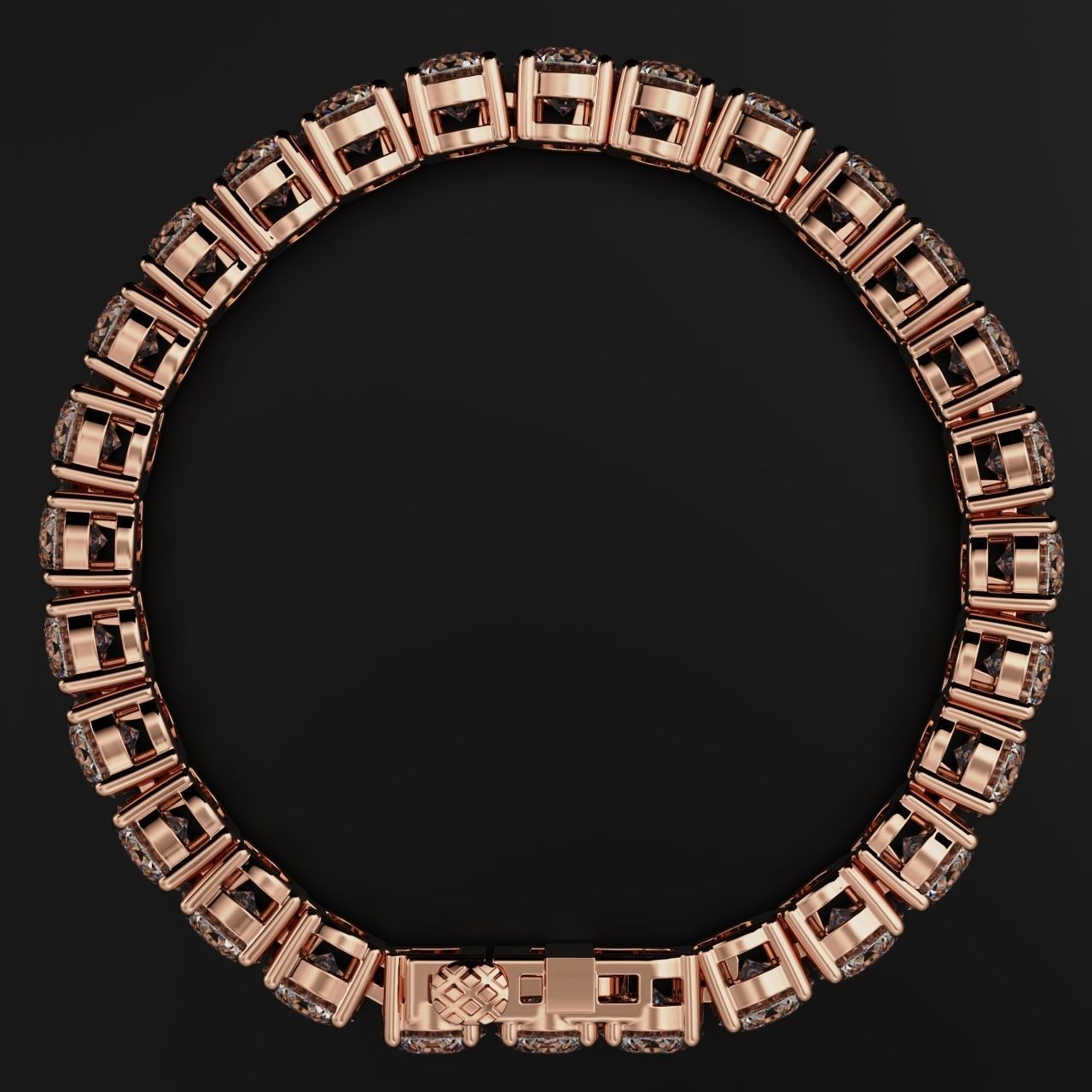 Tennic Braclet round gem 8mm 3D print model_11