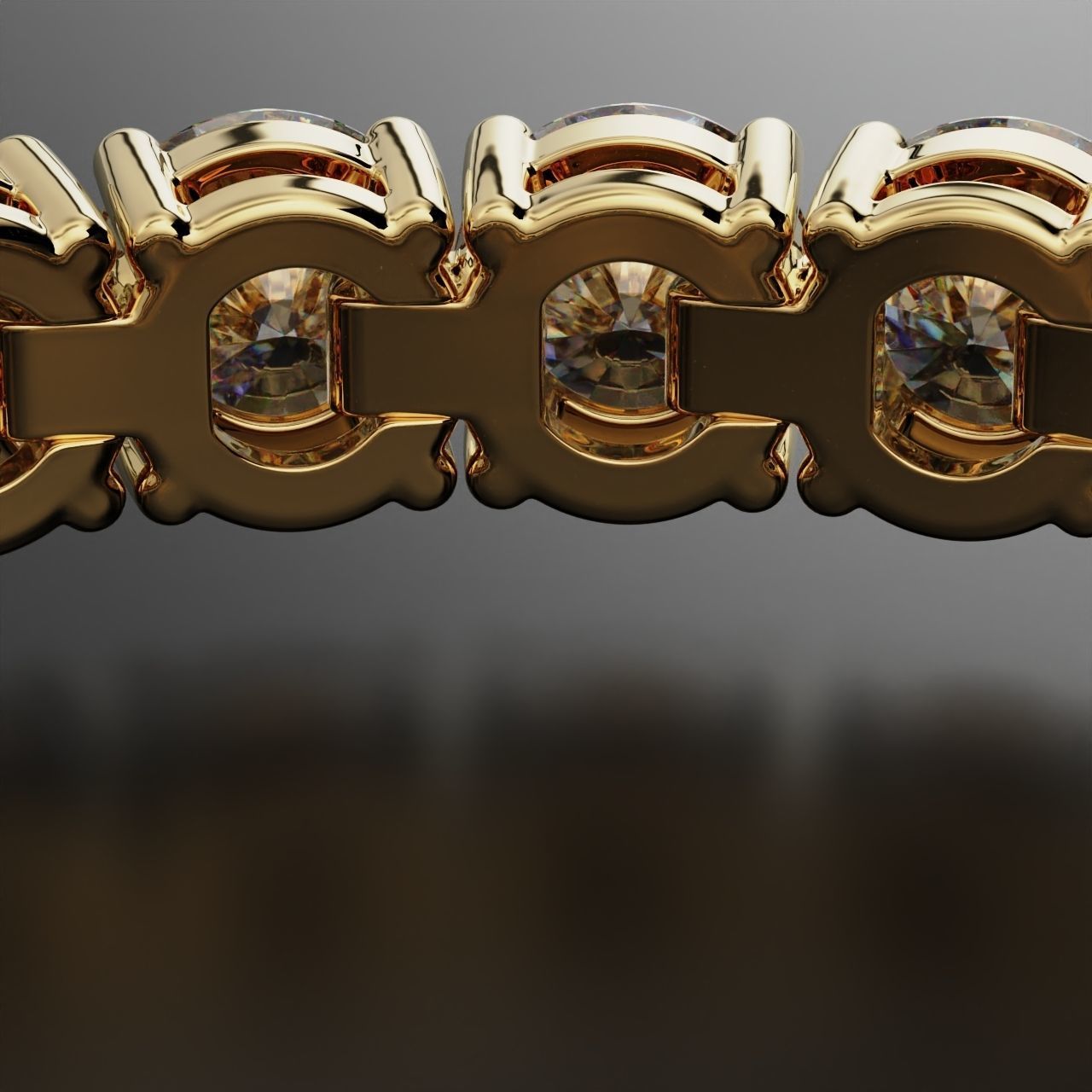 Tennic Braclet round gem 8mm 3D print model_14