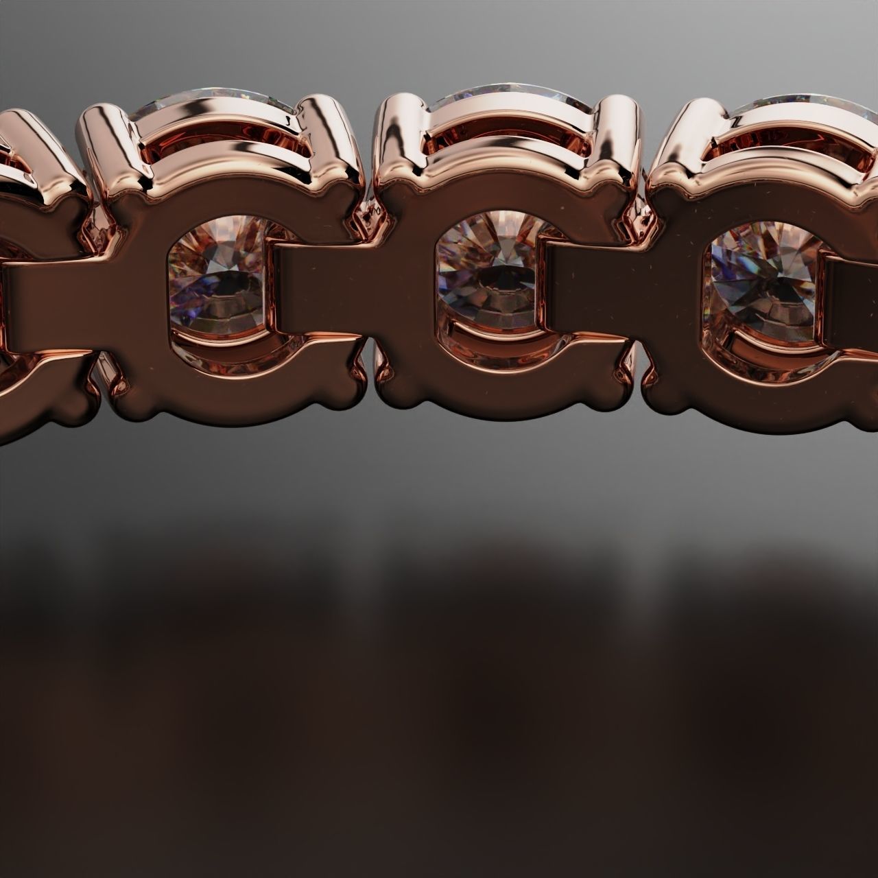 Tennic Braclet round gem 8mm 3D print model_12