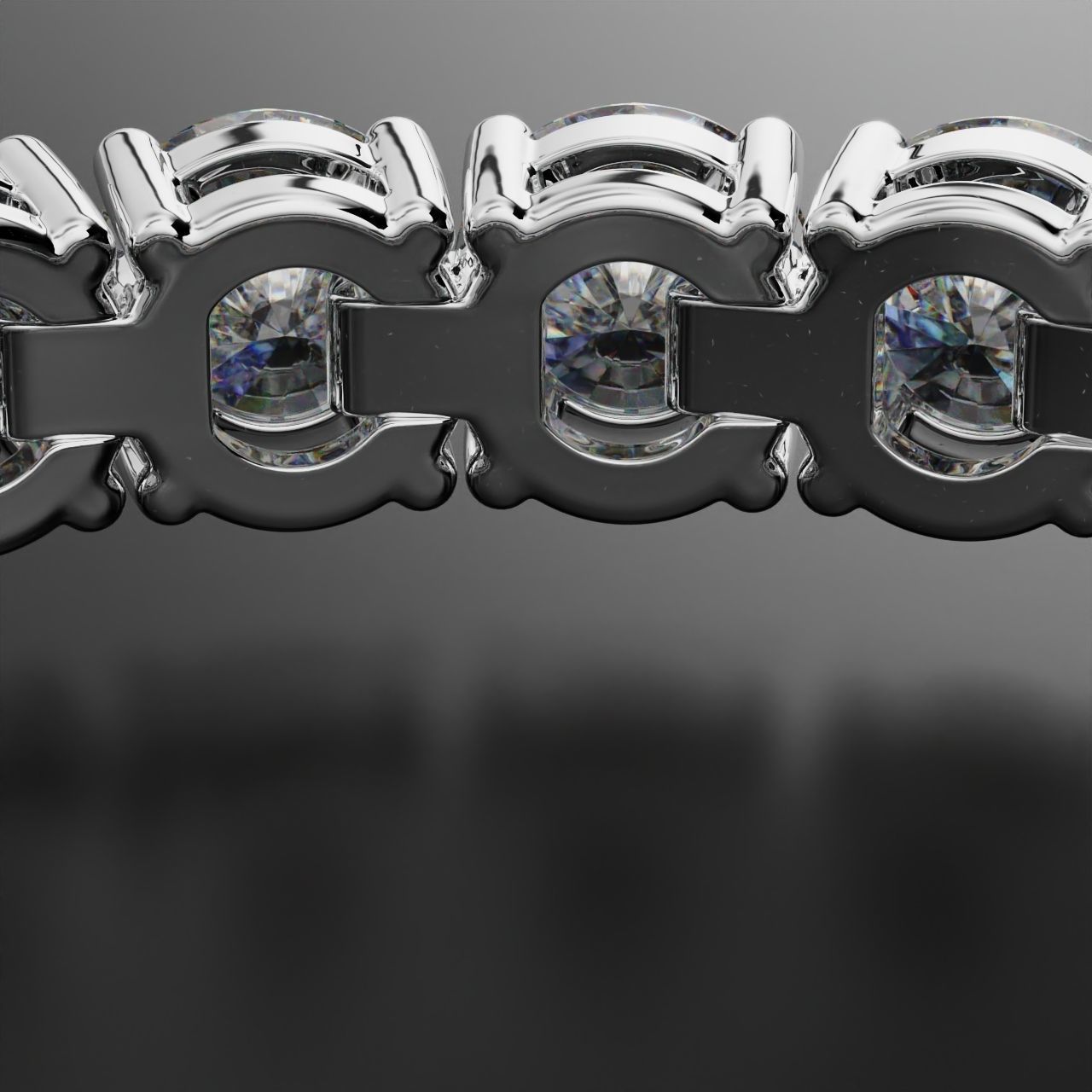 Tennic Braclet round gem 8mm 3D print model_13