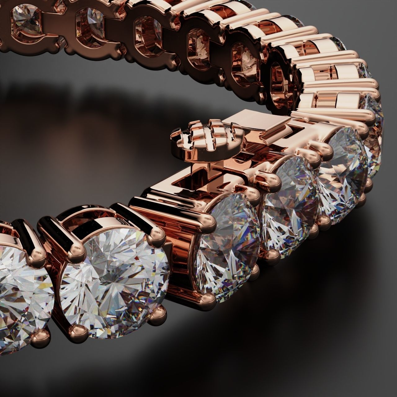 Tennic Braclet round gem 8mm 3D print model_6