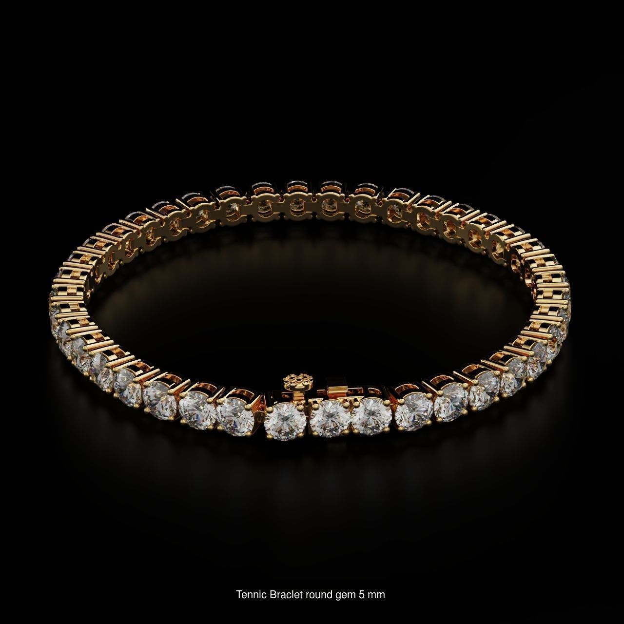 Tennic Braclet Round Gem Size to Description 3D Model Collection_8