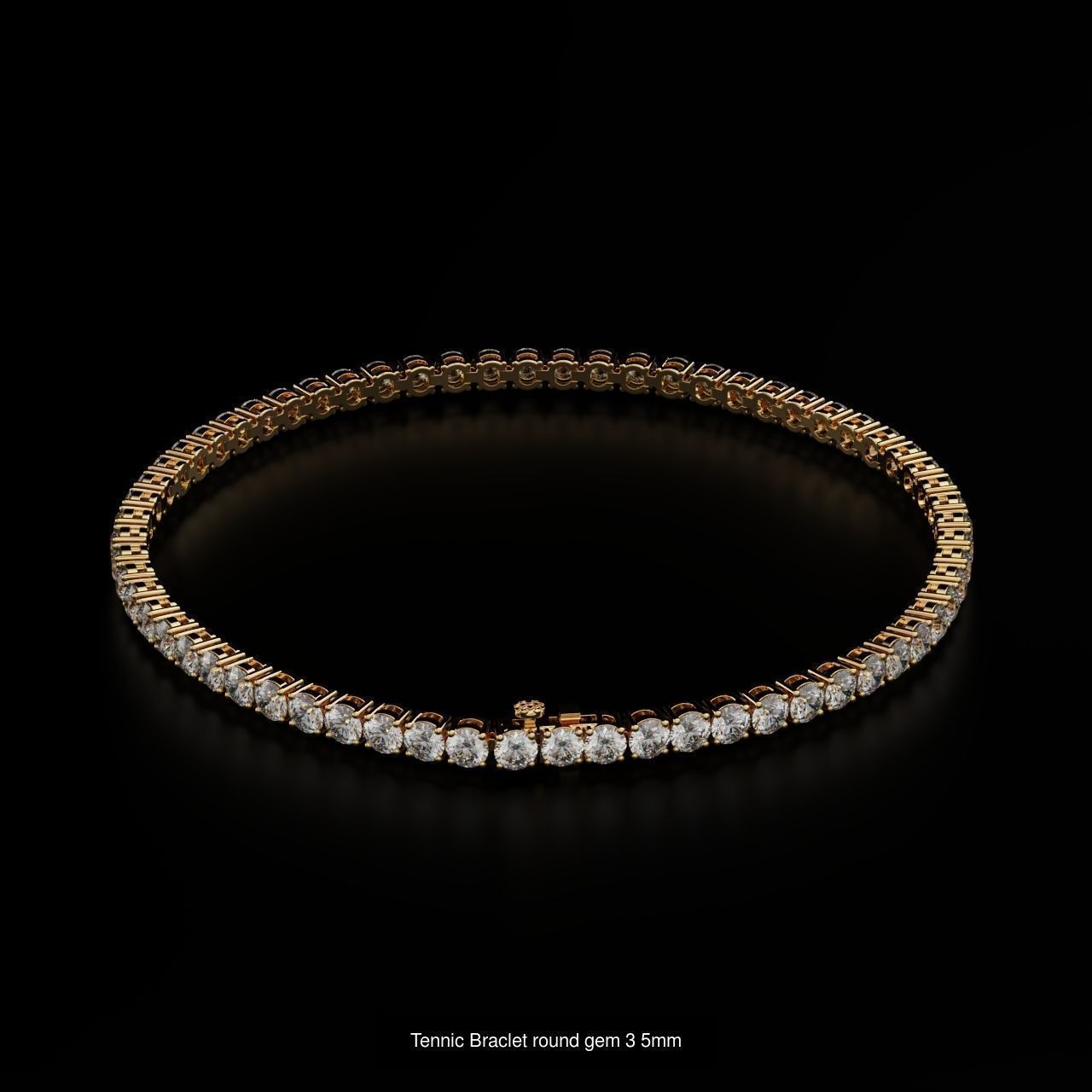 Tennic Braclet Round Gem Size to Description 3D Model Collection_2