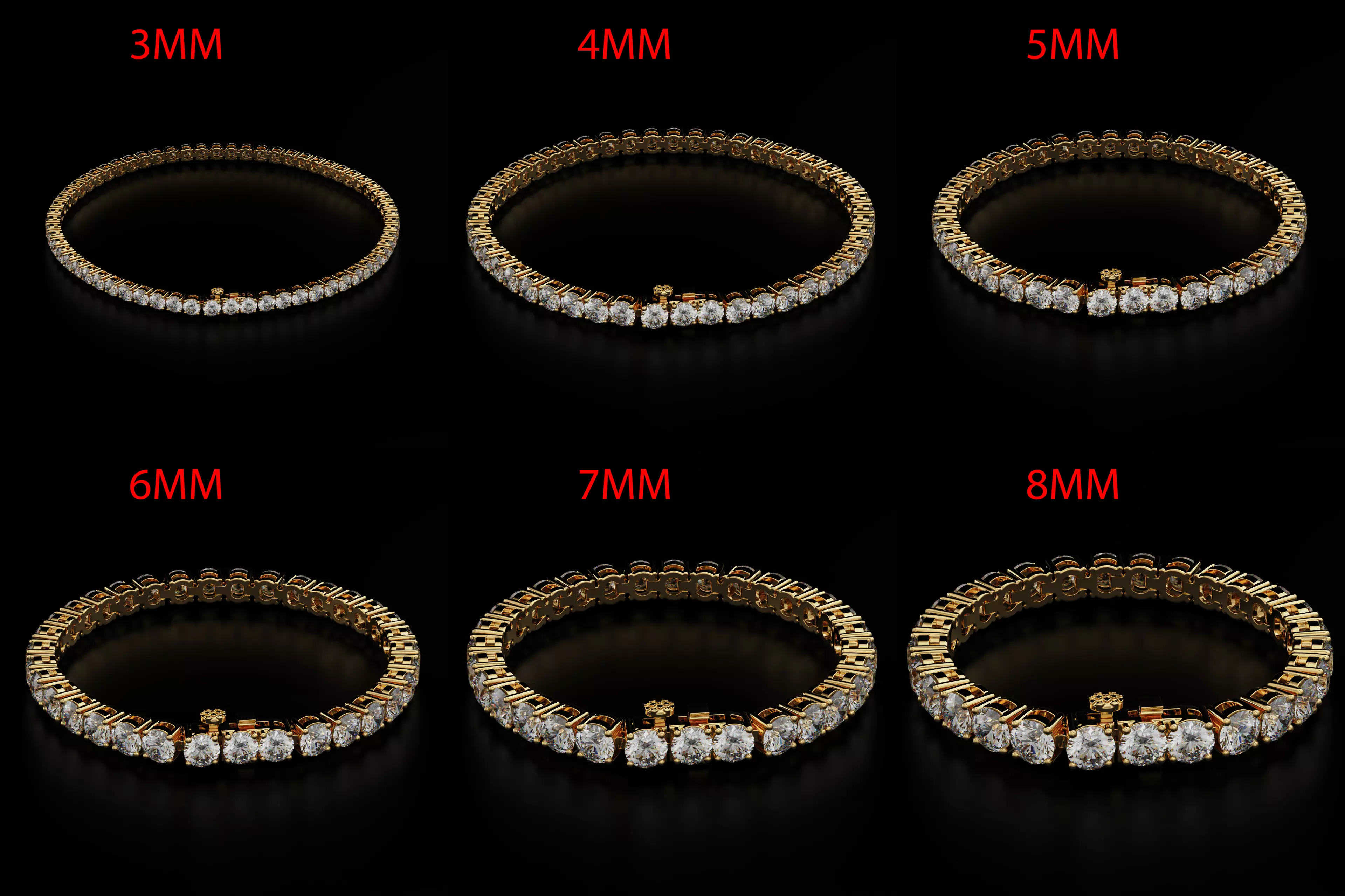 Tennic Braclet Round Gem Size to Description 3D Model Collection_0