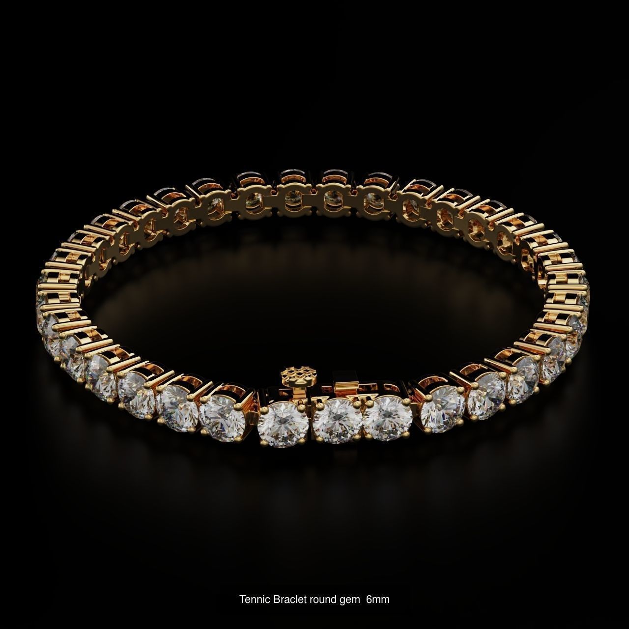 Tennic Braclet Round Gem Size to Description 3D Model Collection_7