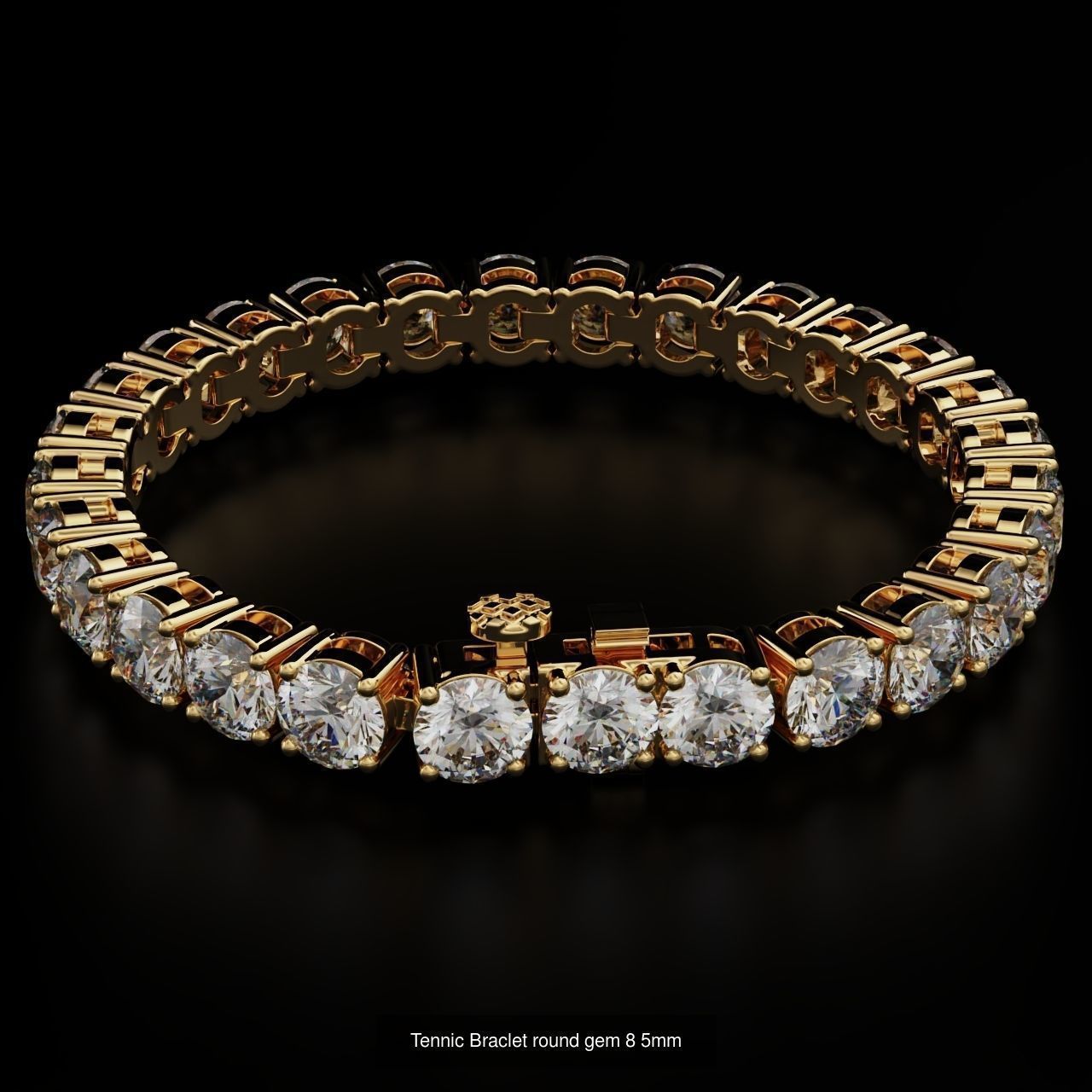 Tennic Braclet Round Gem Size to Description 3D Model Collection_12