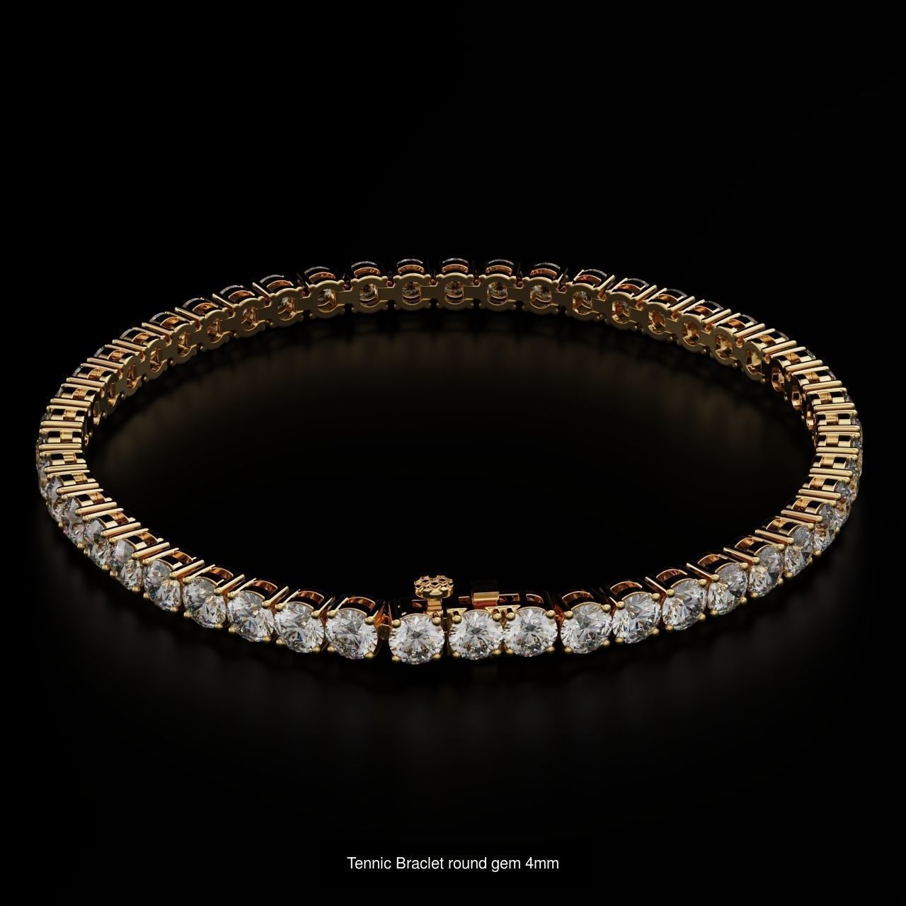 Tennic Braclet Round Gem Size to Description 3D Model Collection_4