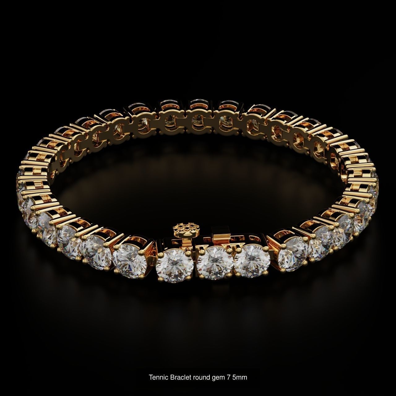 Tennic Braclet Round Gem Size to Description 3D Model Collection_10