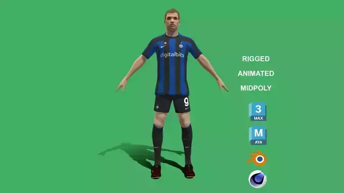 3D Rigged Edin Dzeko Inter Milan 2023