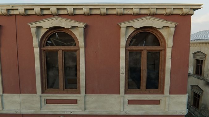 Building modular european old id 3 Low-poly 3D model 5