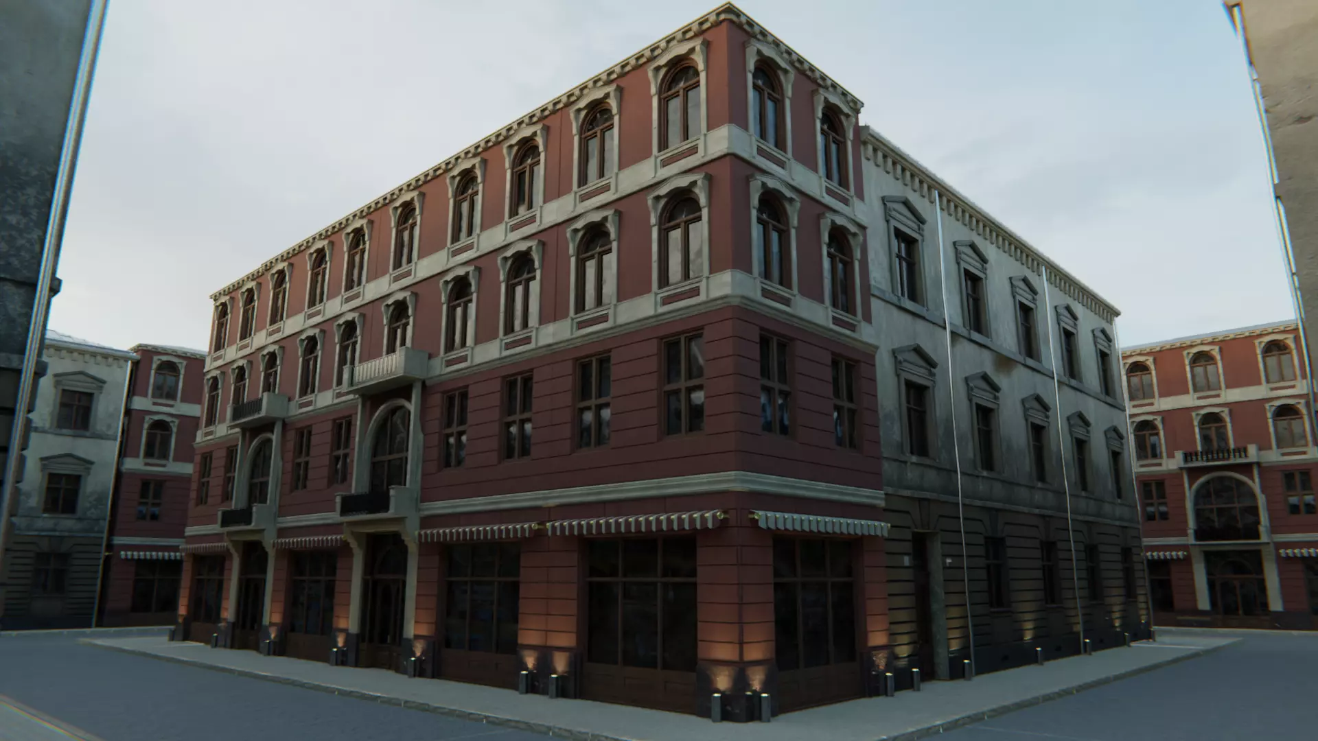 Building modular european old id 3 Low-poly 3D model_0