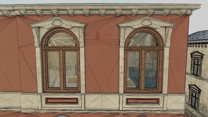 Building modular european old id 3 Low-poly 3D model 6