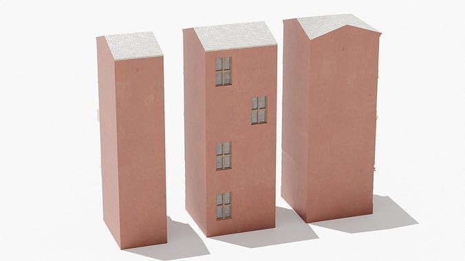 Building modular european old id 3 Low-poly 3D model 3