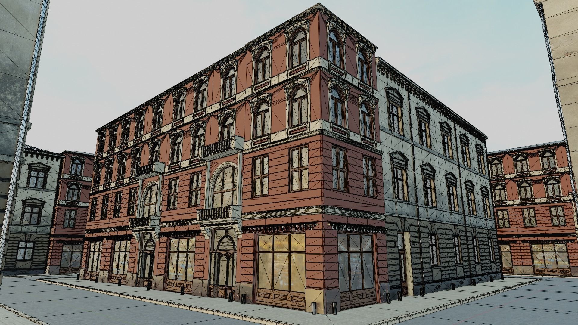 Building modular european old id 3 Low-poly 3D model_3