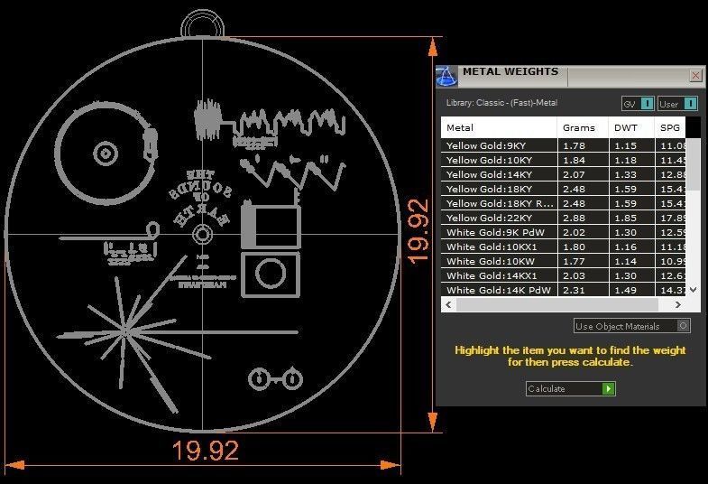 Voyager Golden Record Pendant 3D print model_6