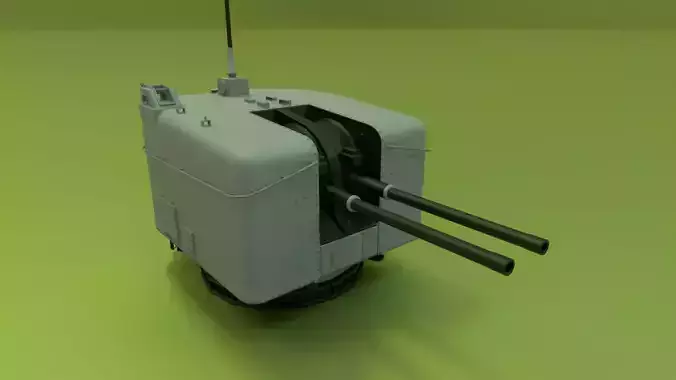 Twin gun Mark6 Turret Low-poly 3D model