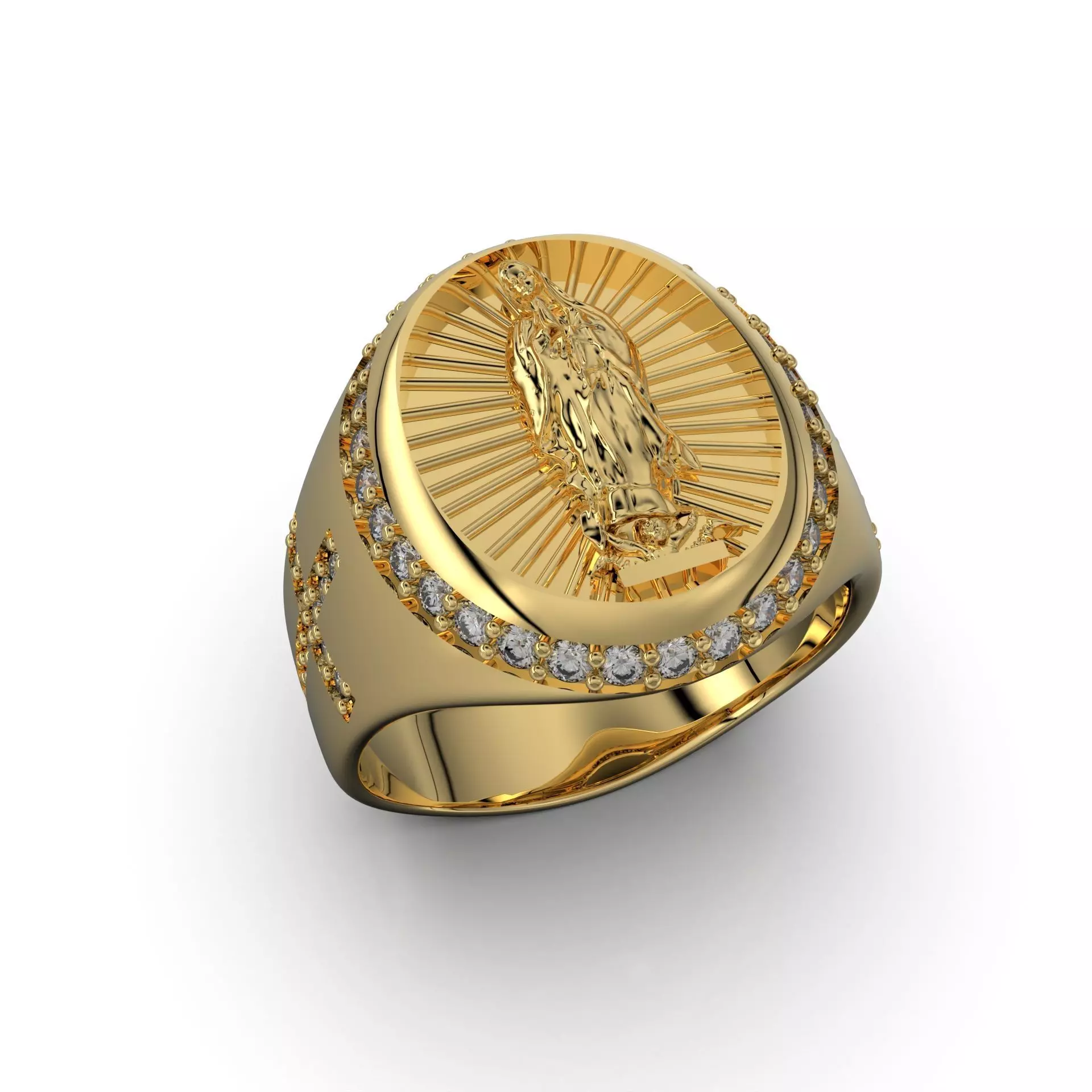 Virgin of Guadalupe ring 3D print model_0