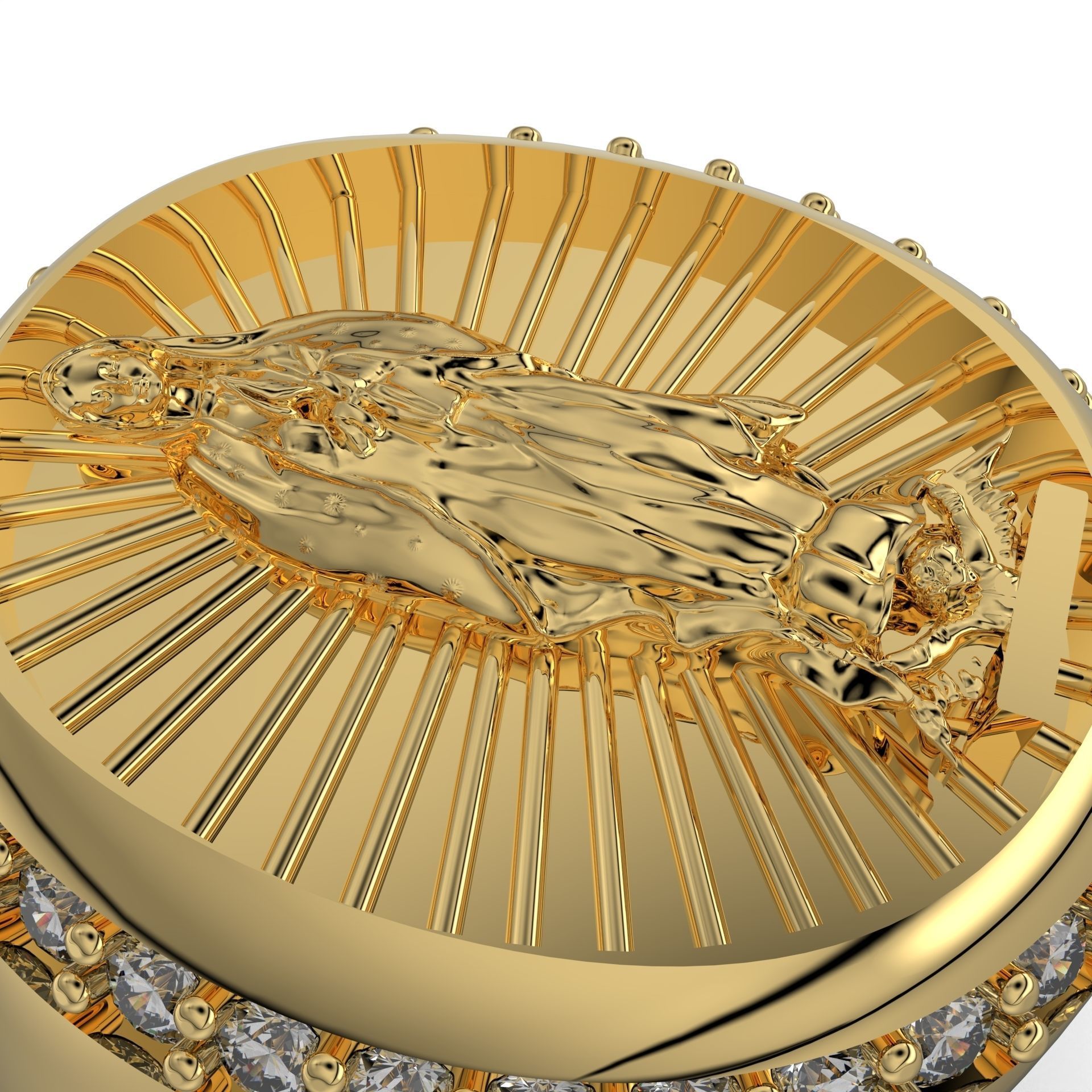 Virgin of Guadalupe ring 3D print model_7