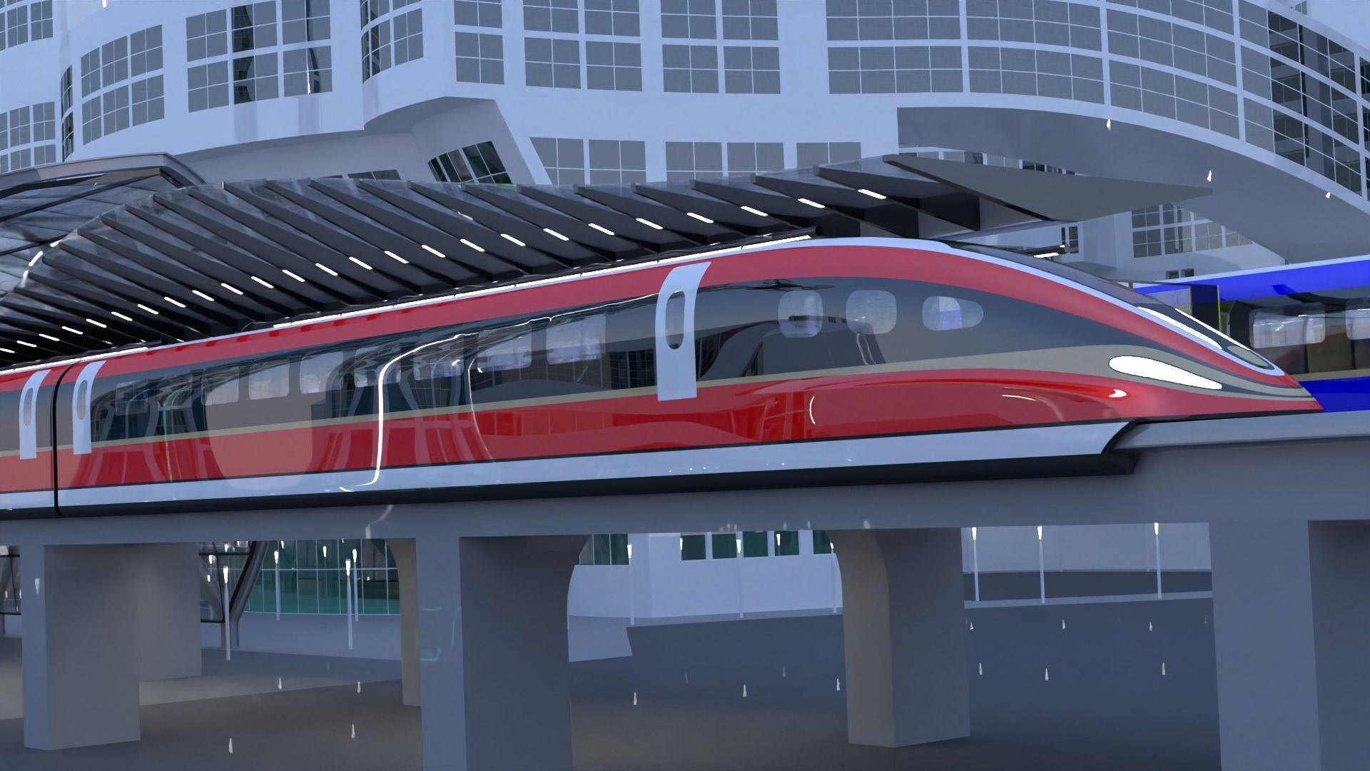 Future city with maglev 2023 3D model_10