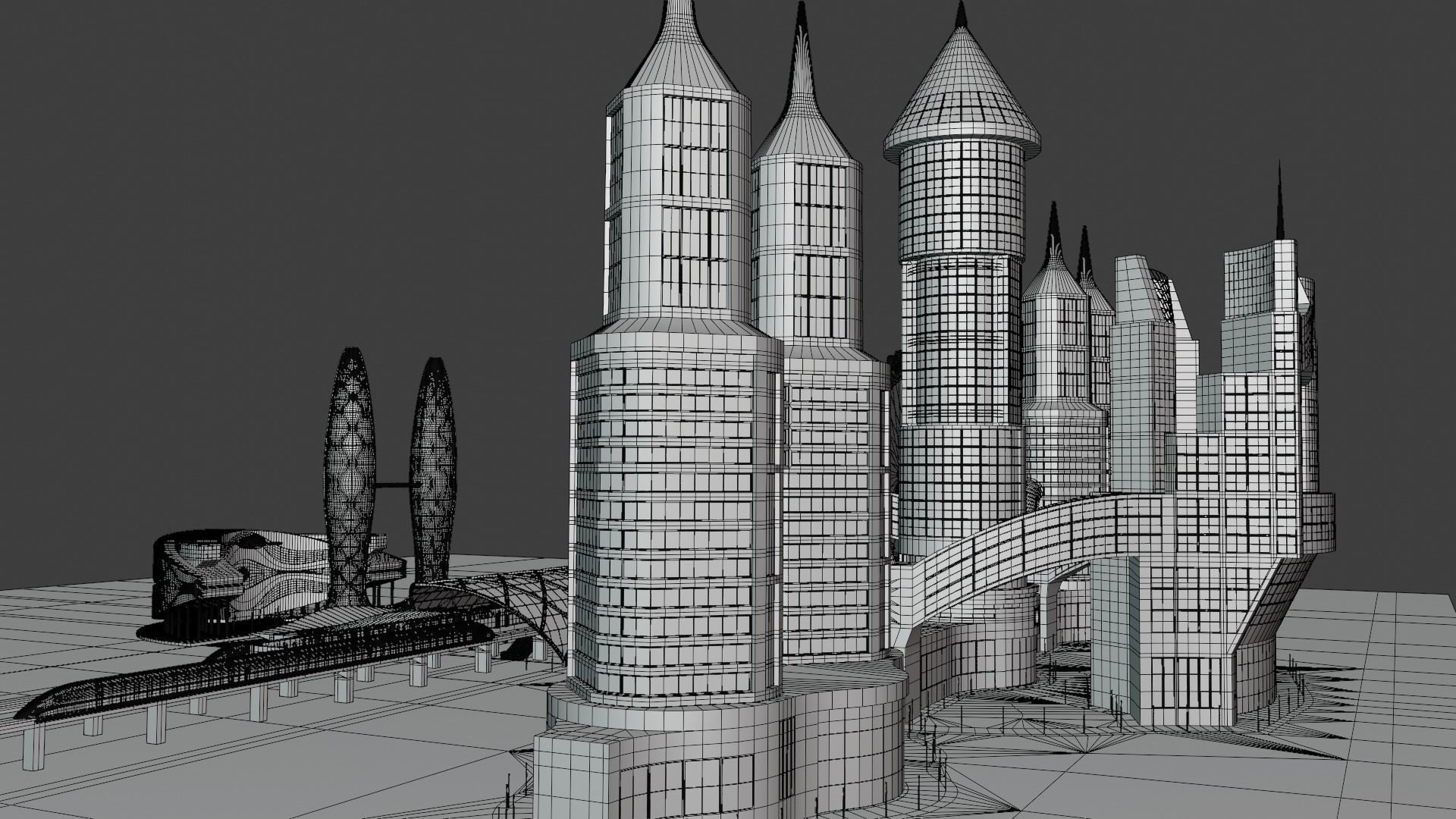 Future city with maglev 2023 3D model_15