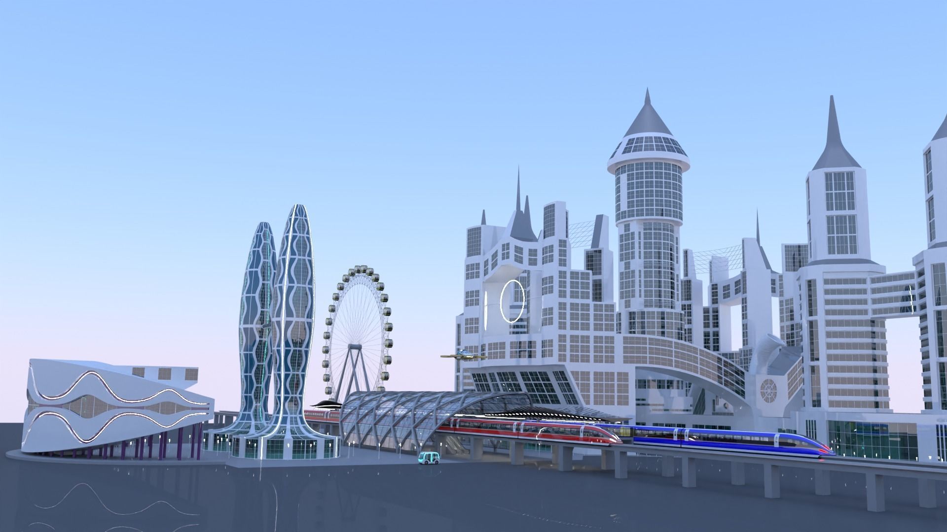 Future city with maglev 2023 3D model_22