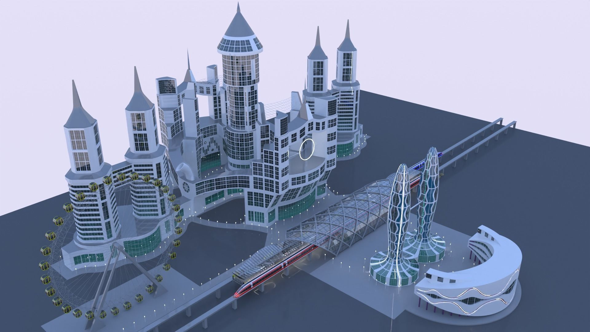 Future city with maglev 2023 3D model_23