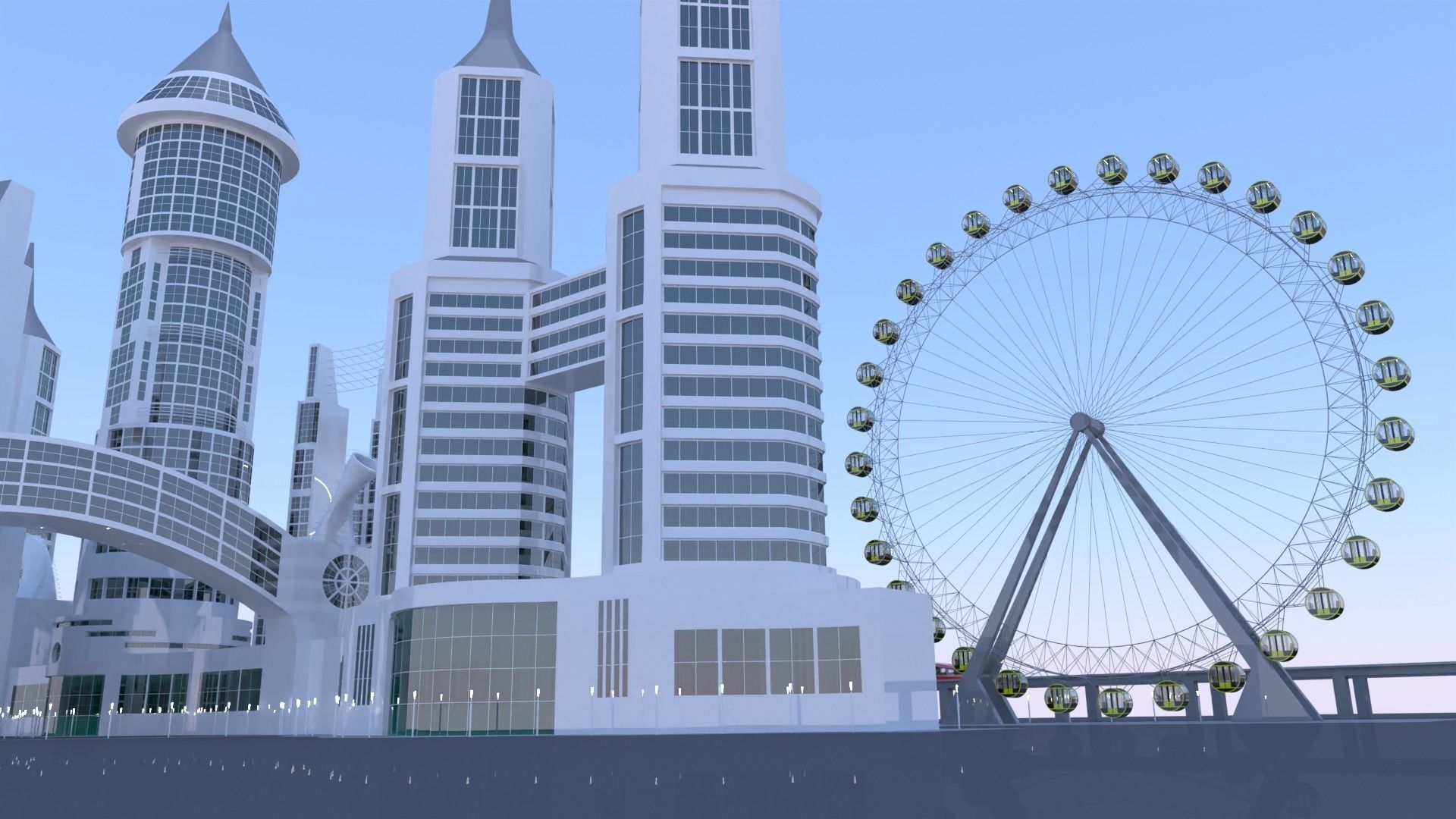 Future city with maglev 2023 3D model_4