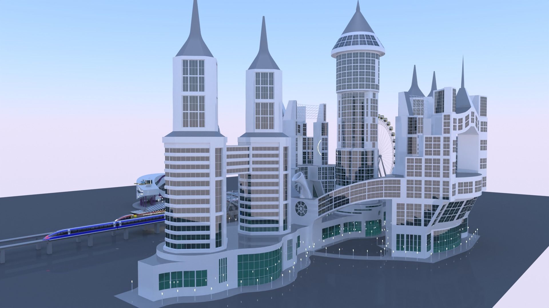 Future city with maglev 2023 3D model_19