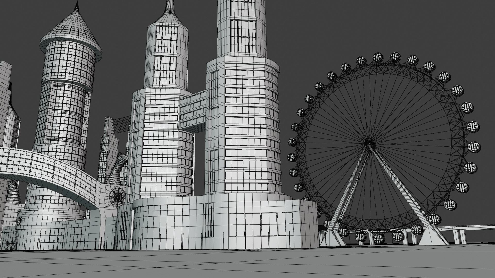 Future city with maglev 2023 3D model_5