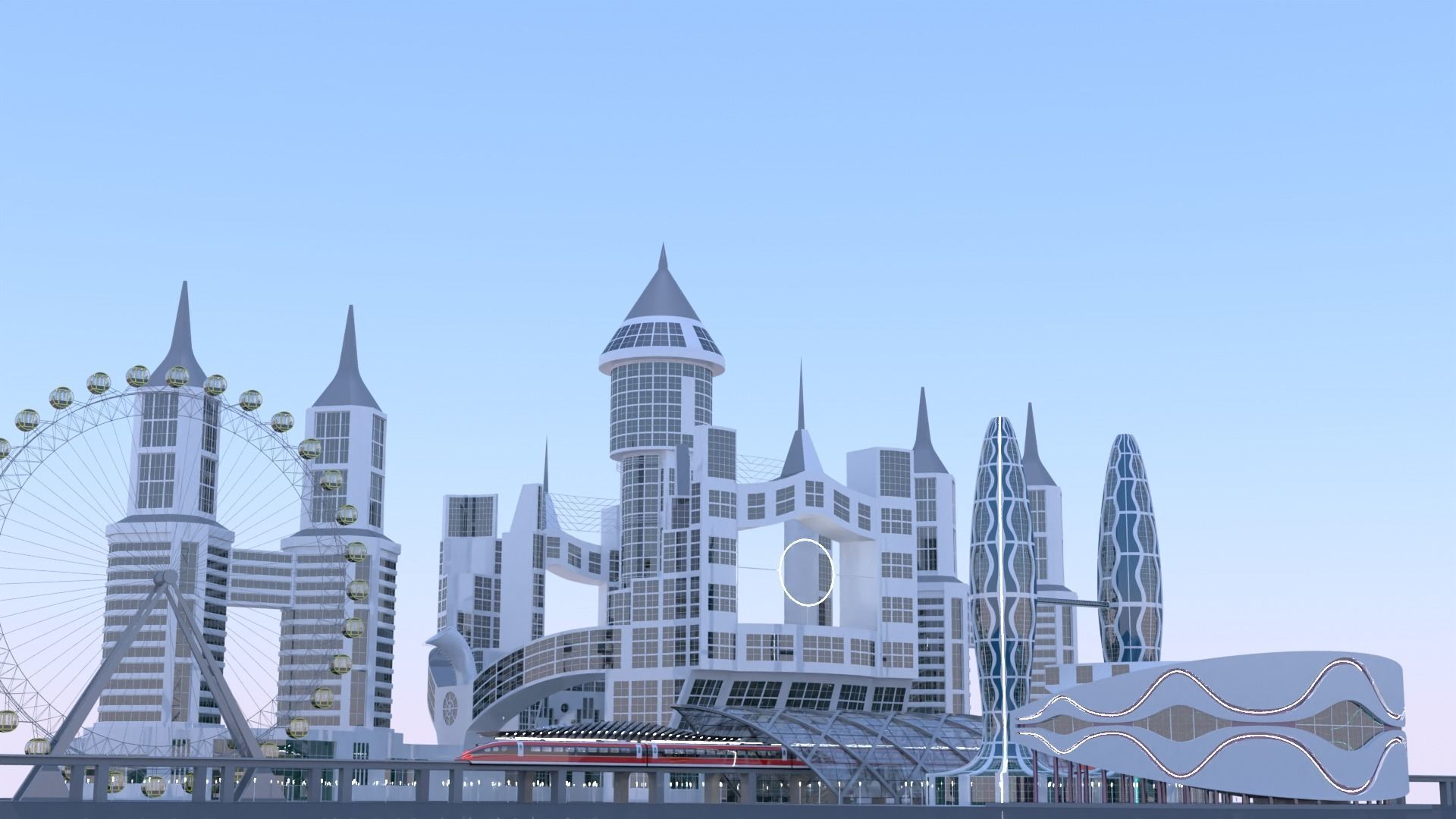 Future city with maglev 2023 3D model_16