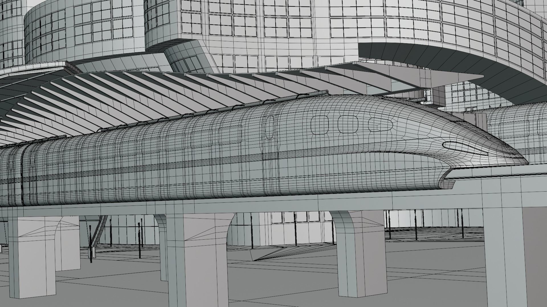 Future city with maglev 2023 3D model_11