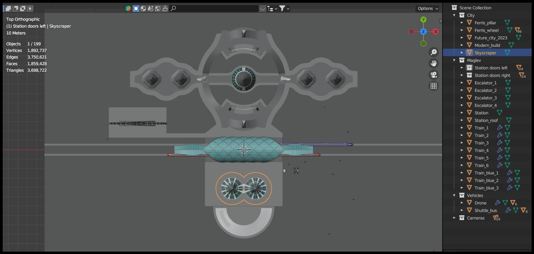 Future city with maglev 2023 3D model_29