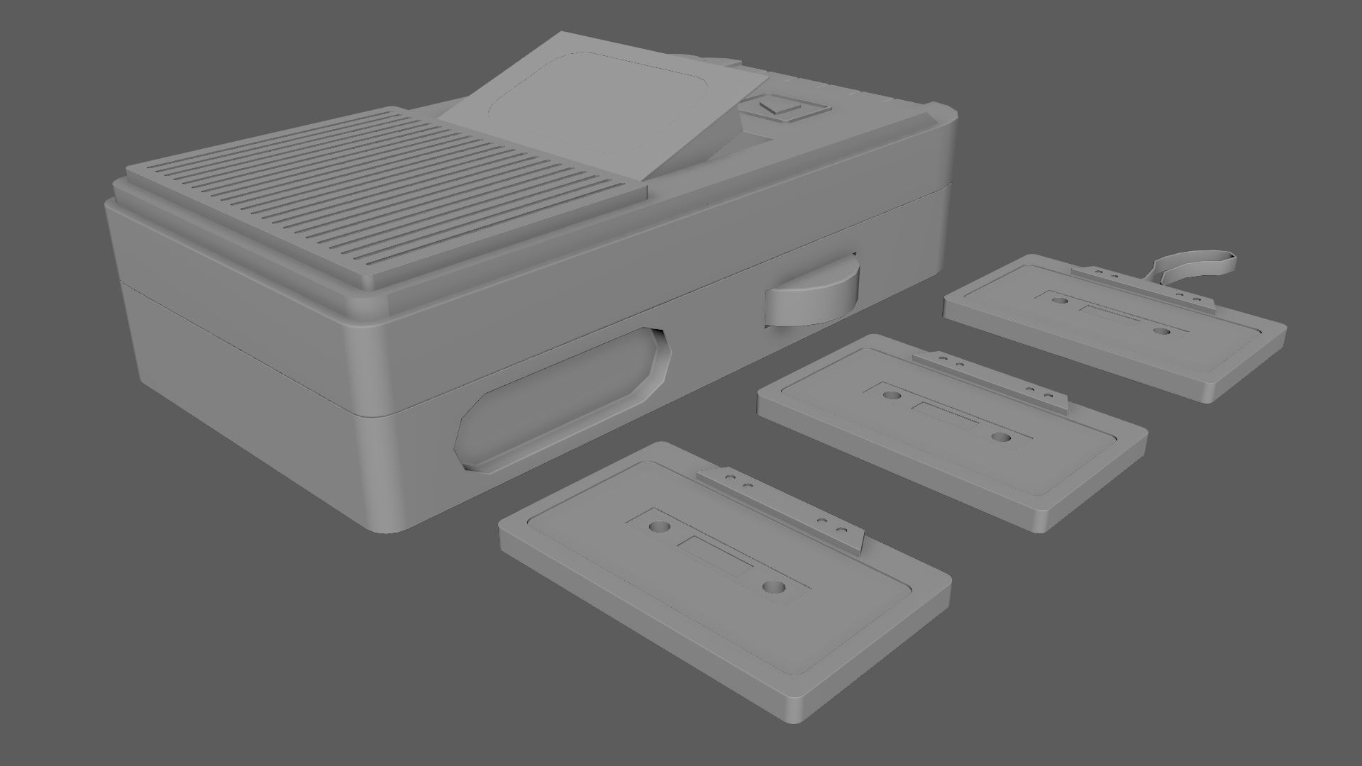 Retro Vintage Cassette Tape Recorder Stylized 3D Model 3D model_9