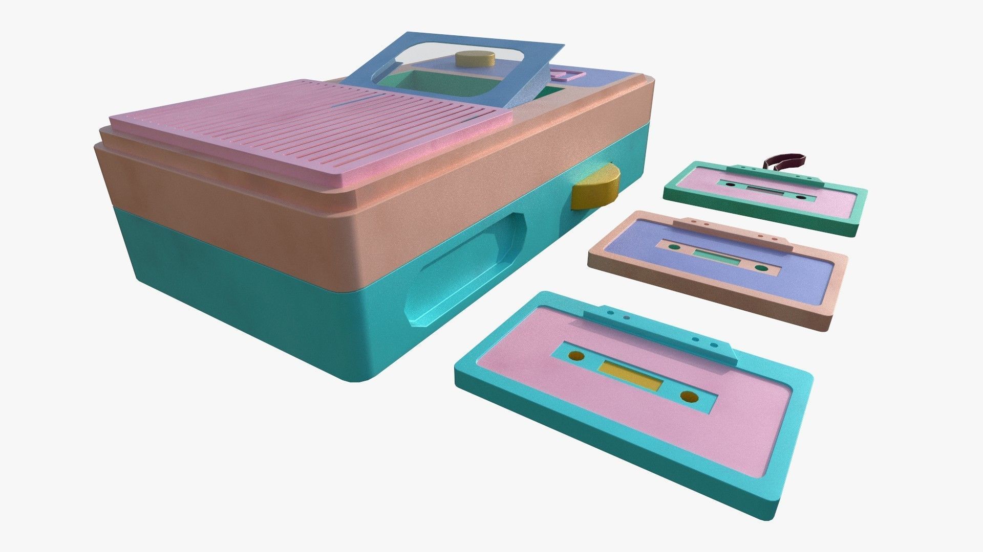 Retro Vintage Cassette Tape Recorder Stylized 3D Model 3D model_4