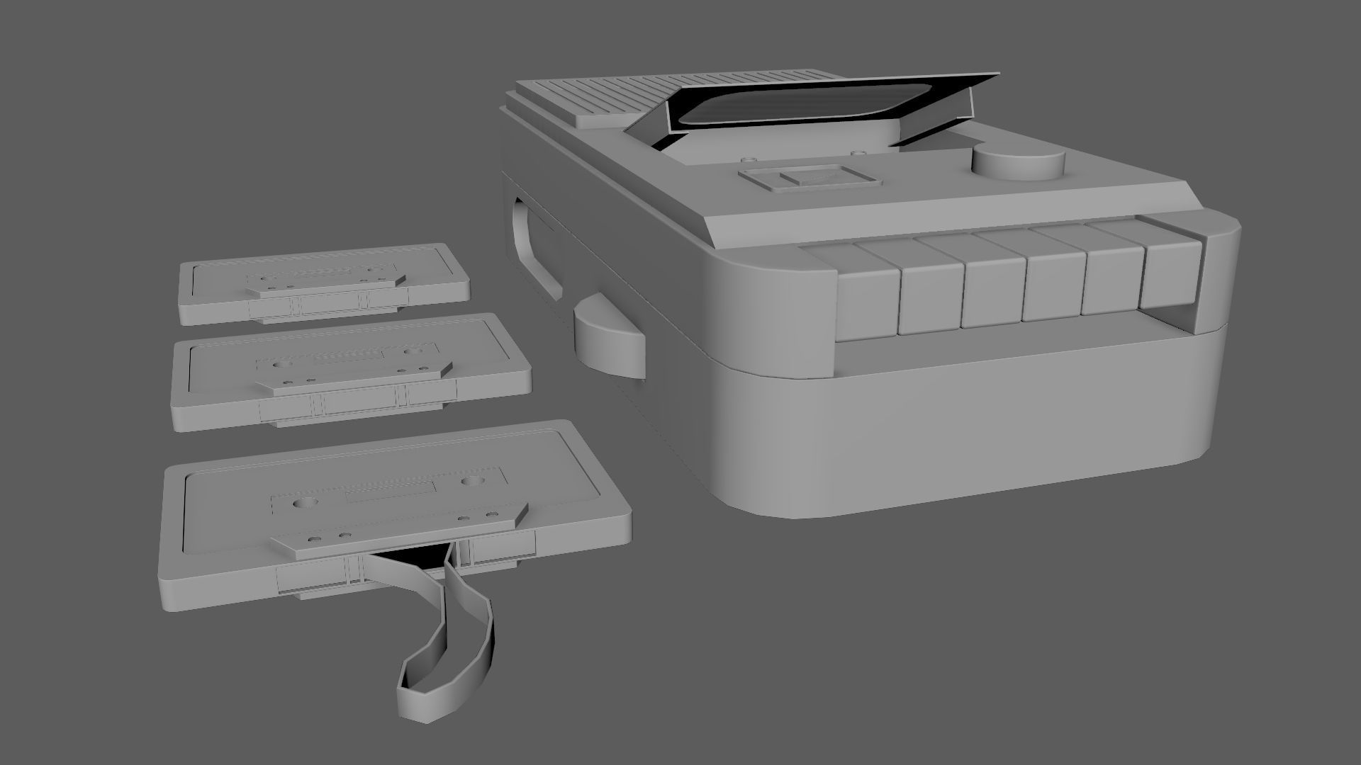 Retro Vintage Cassette Tape Recorder Stylized 3D Model 3D model_6