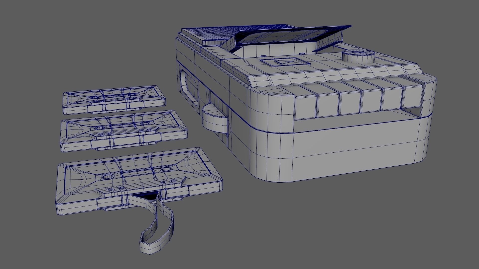 Retro Vintage Cassette Tape Recorder Stylized 3D Model 3D model_10