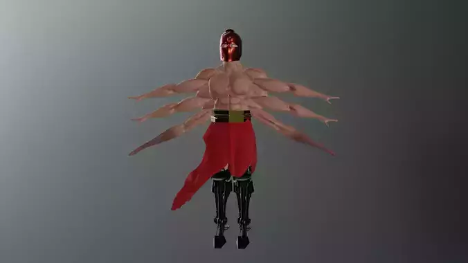 6-armed spartan warrior Low-poly 3D model