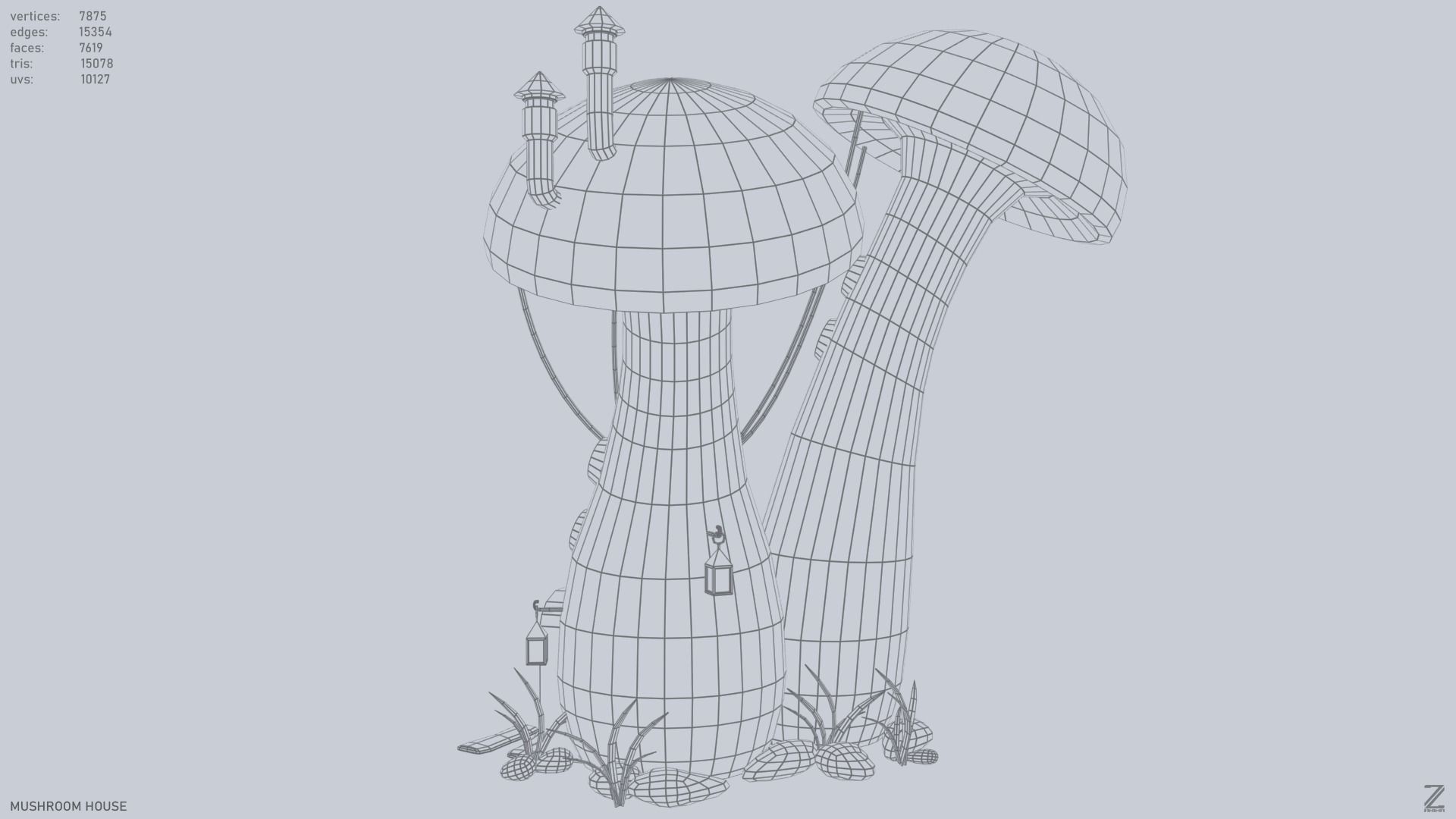 Mushroom house Low-poly 3D model_11